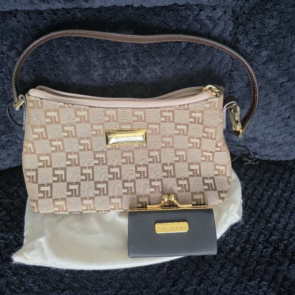 ST. JOHN Tan and Brown Women's  Bag AND Lipstick Case